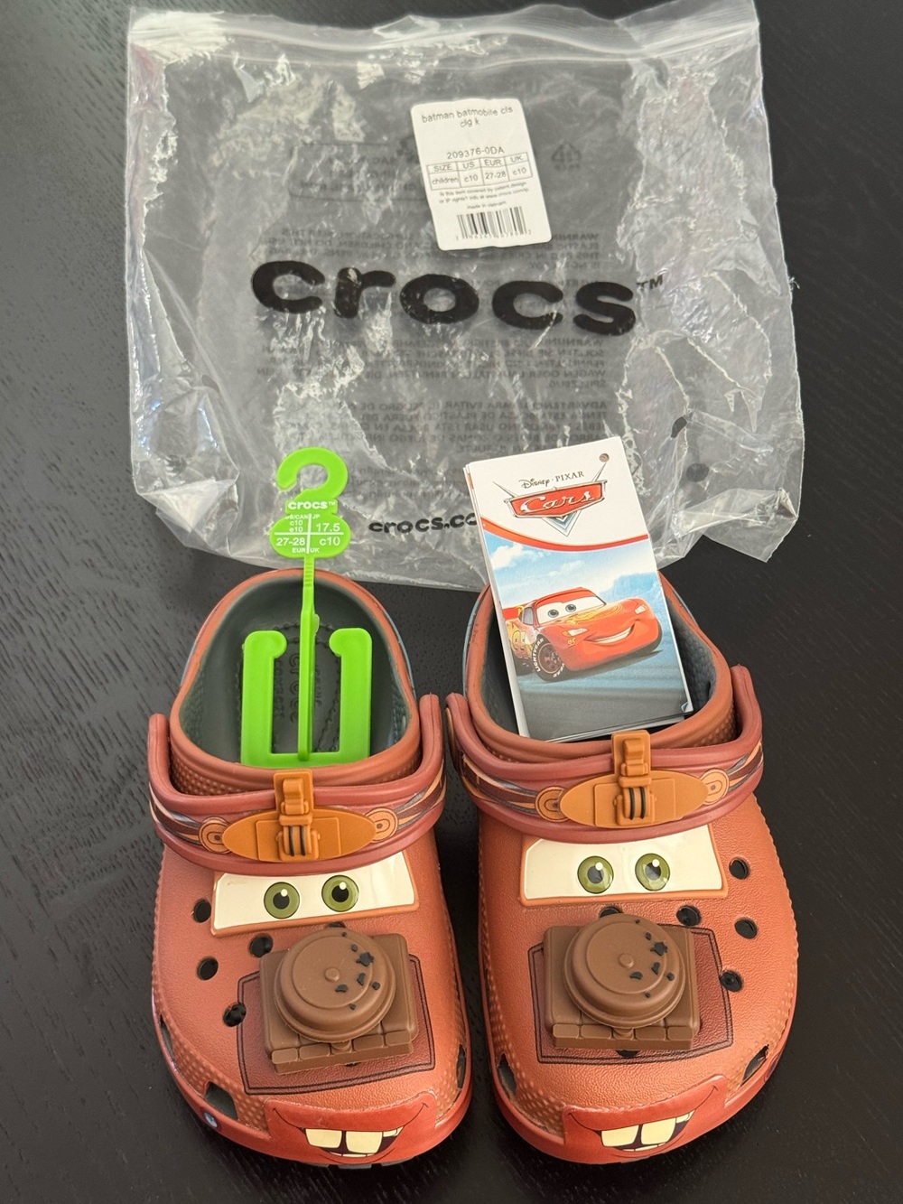 NWT Crocs Disney Cars Tow Mater Brown Clogs Toddler 10